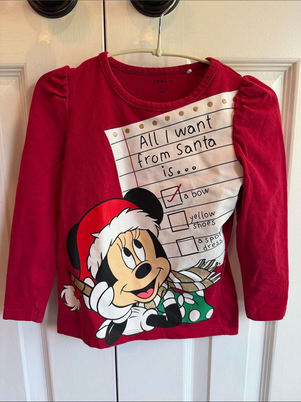EUC Minnie Mouse Christmas Top 🚭